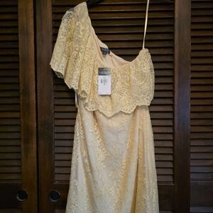 Ralph Lauren Yellow Lace Scoop-Neck Dress